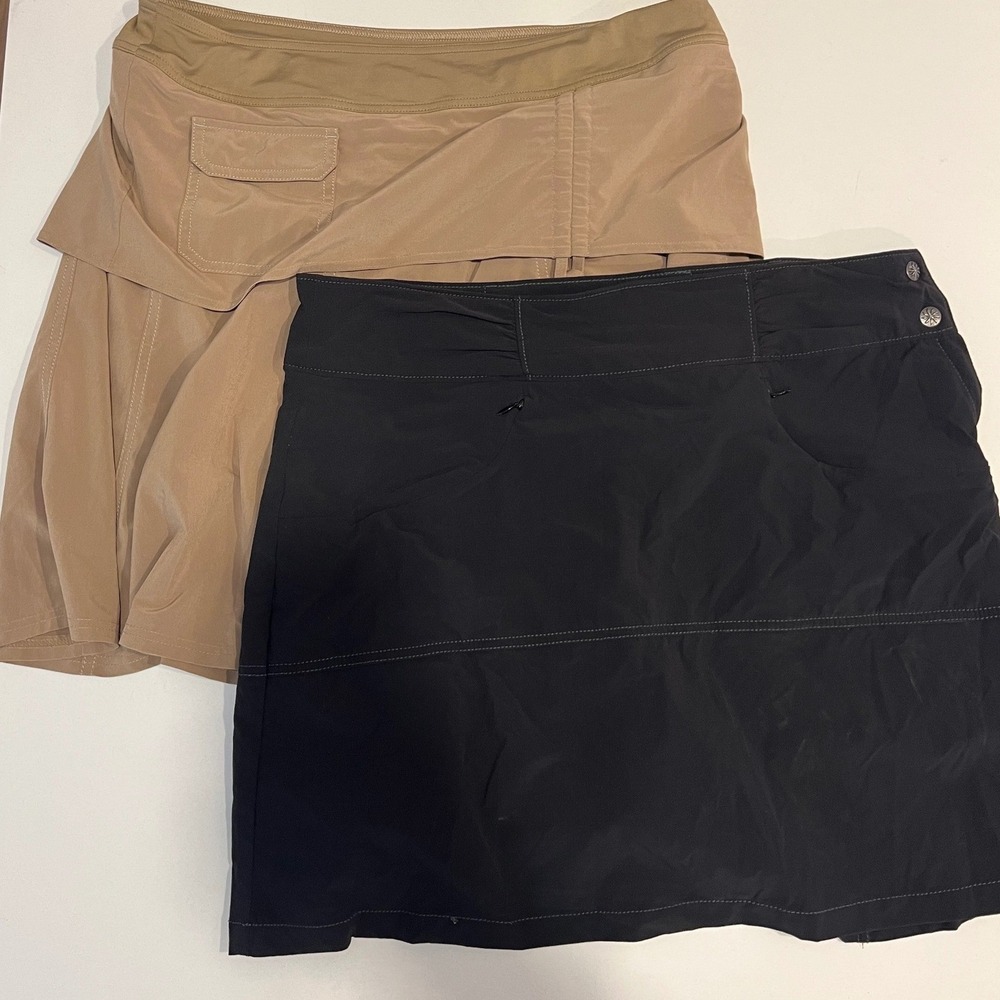 Athleta Women Skort Bundle Activewear Hiking Pockets Black Tan 14